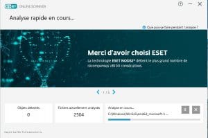 ESET Online Scanner en analyse rapide d'un ordi