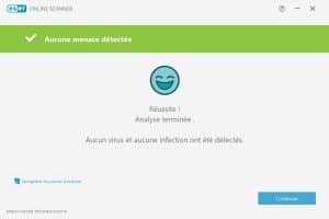 ESET Online Scanner a terminé l'analyse rapide