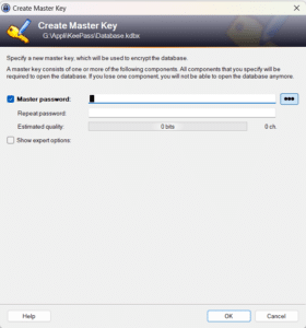 Bien choisir le mot de passe maître dans le gestionnaire !