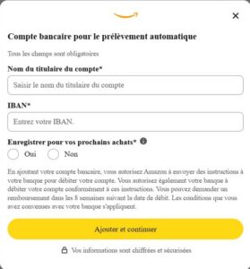 Un site de ecommerce permet de payer en saisissant un RIB dans contrôle